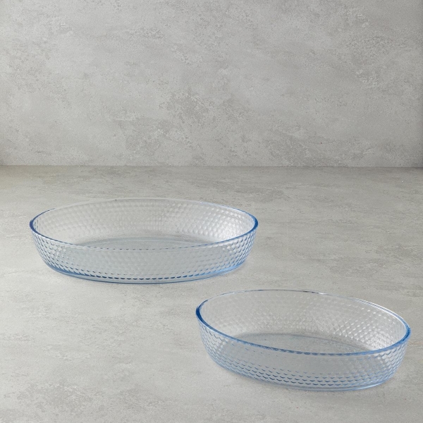 Bake&Serve Glass 2-Piece Oval Oven Container 24x35-18x26 cm Transparent