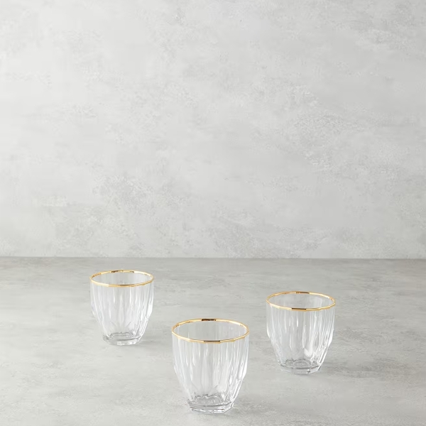 Mirage Glass 3-Piece Cup 275 ml Transparent-Gold