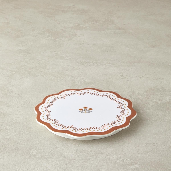 Retro Petite Melamine Trivet 17 cm White - Orange