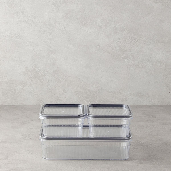 Fleur Plastic 3-Piece Kitchen Organizer 850 ml – 850 ml – 1.80 L Transparent