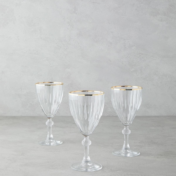 Mirage 3-Piece Glass Cups 300 ml Transparent-Gold