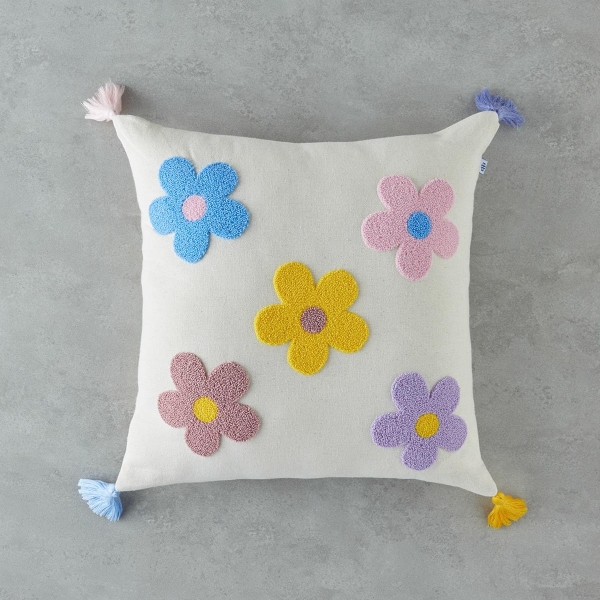 Sweet Flowers Baby Decorative Cushion 45x45 cm Ecru