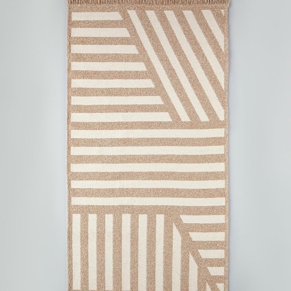 Linear Woven Kilim 80x150 cm Light Cream - Brown