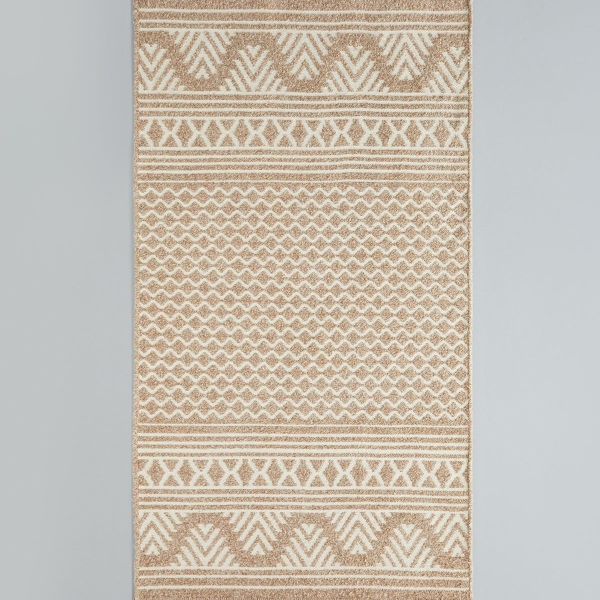 Welle Woven Kilim 80x150 cm Light Cream - Brown