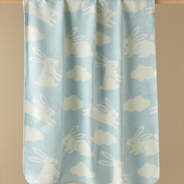 Poffy Bunny Cotton Baby Blanket 100x120 cm Blue