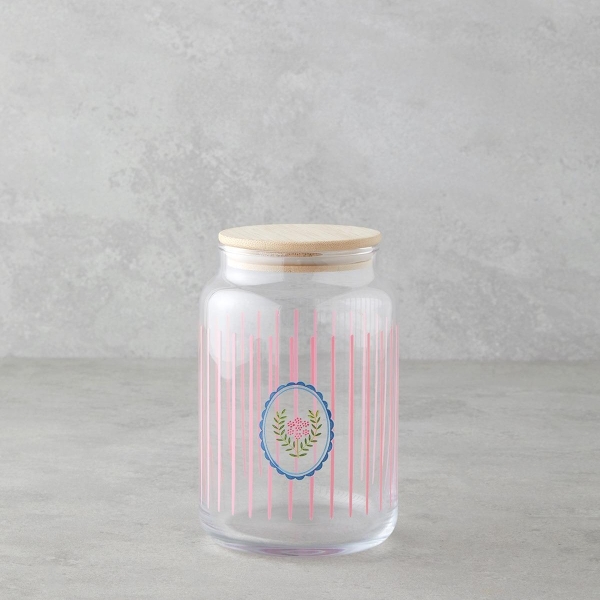 Retro Time Glass Jar 800 ml Pink