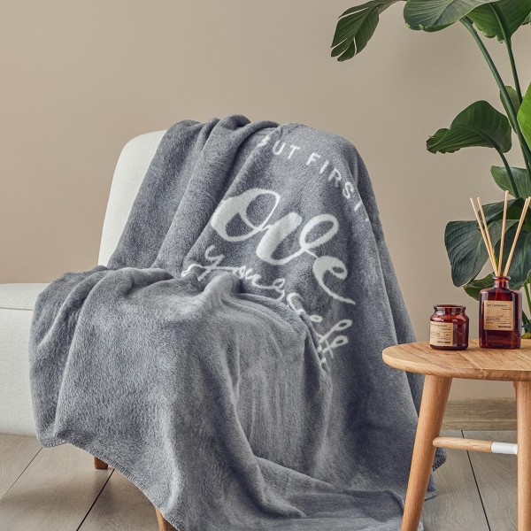 Love Yourself Acrylic TV Blanket 130x170 cm Grey