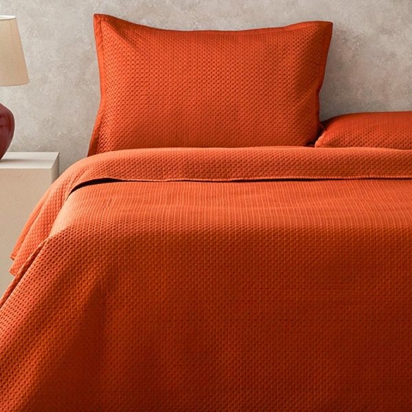 Sisilla Satin King Size Bed Spread Set 240x260 cm Terracotta