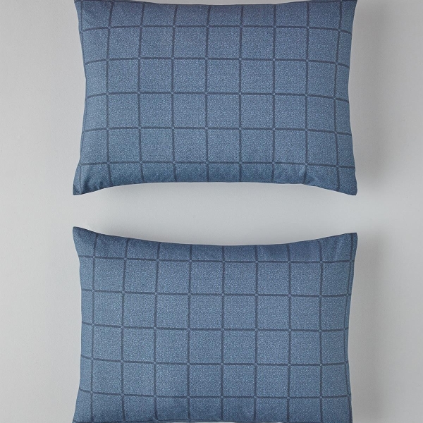 Textured Check Easy Iron 2-Piece Pillowcase 50x70 cm Navy Blue